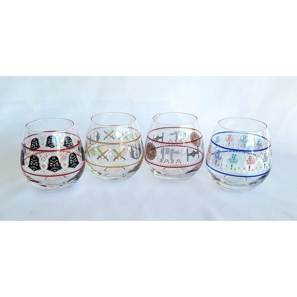 Star Wars Ugly Sweater Collection 15 Oz. Stemless Drinking Glass (Set of 4) - Picture 1 of 6